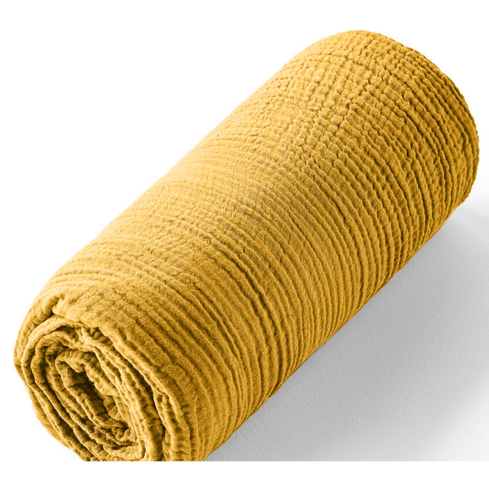 Drap Housse - Bonnet:30cm 100% gaze De Coton Safran Mineral
