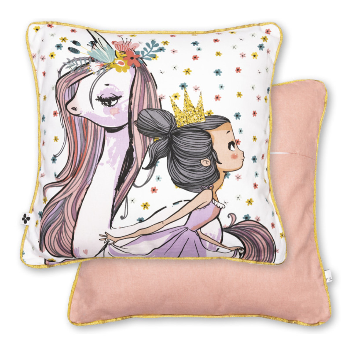 Coussin déco déhoussable réversible gamme "Minots" 100% Coton - Motif: Pégase
