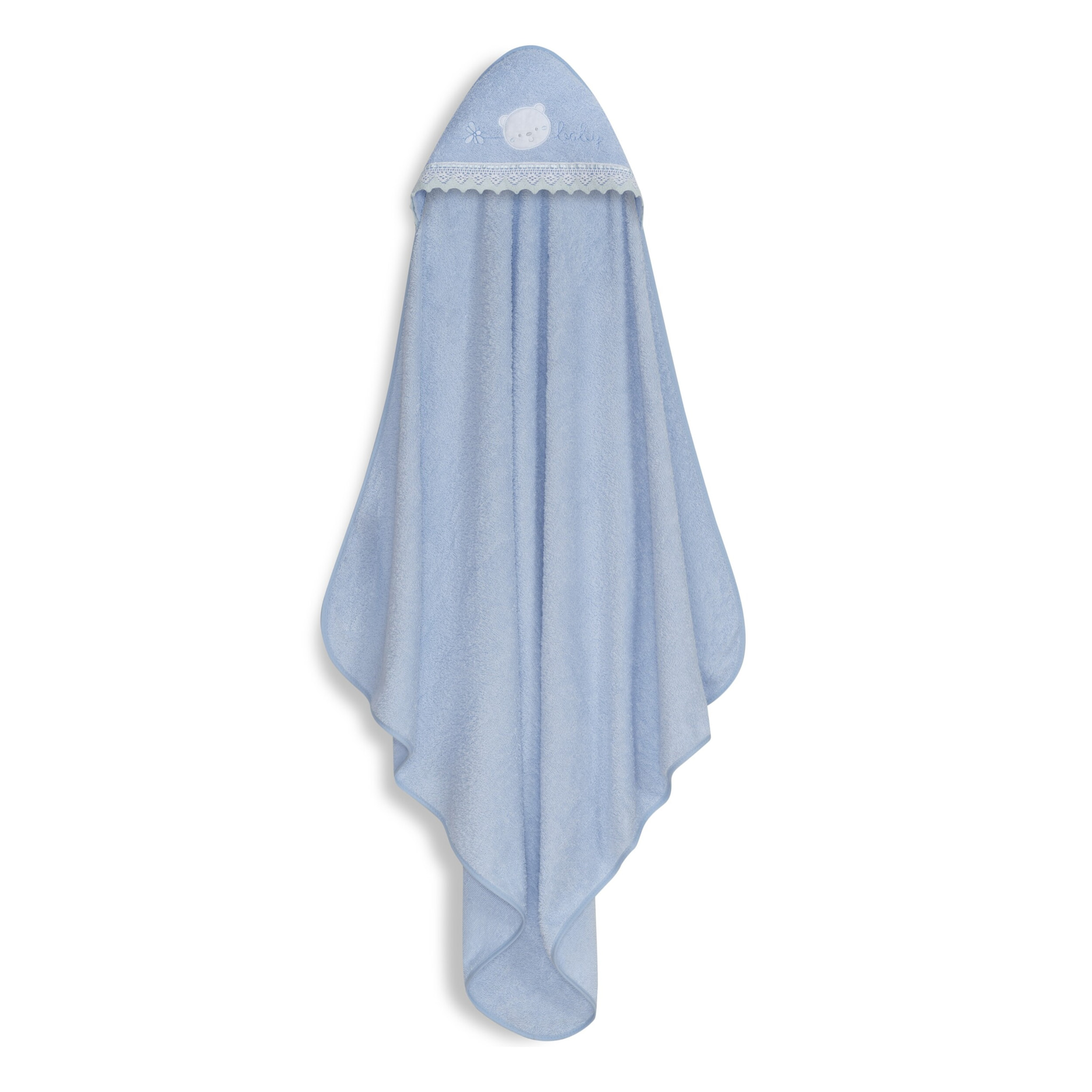 Capa Baño 1X1 Mod Carita Oso Baby Guipur+ Gorro Azul