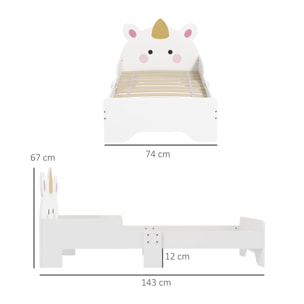 Lit enfant design licorne - sommier à lattes inclus - rose