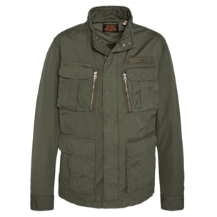 M-1941X ARMY M-65 ZIPPERED JACKET WITH  EMBROIDERYROIDERED CHEST WOVEN TAPE 100% COTTON Cachi