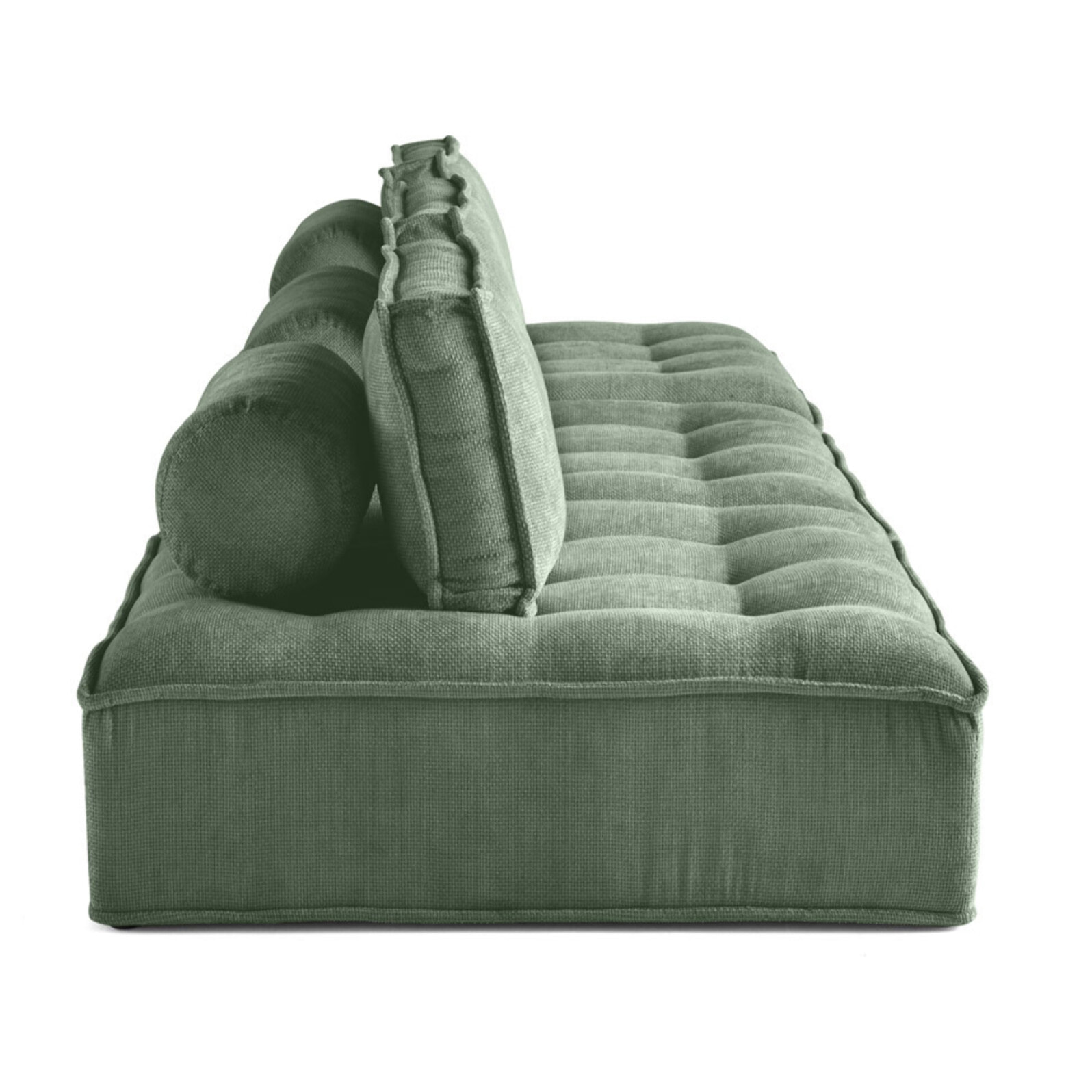 Marisol - canapé modulable droit 3 places - velours texturé - Vert