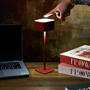 Lampe - HOME DECO FACTORY - TERRA - Rechargeable - Tactile - Rouge