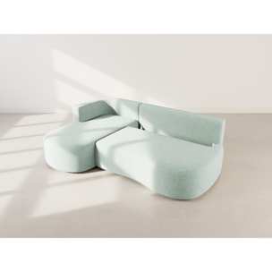 Mahina - canapé d'angle gauche 4 places convertible avec coffre en tissu texturé - Bleu