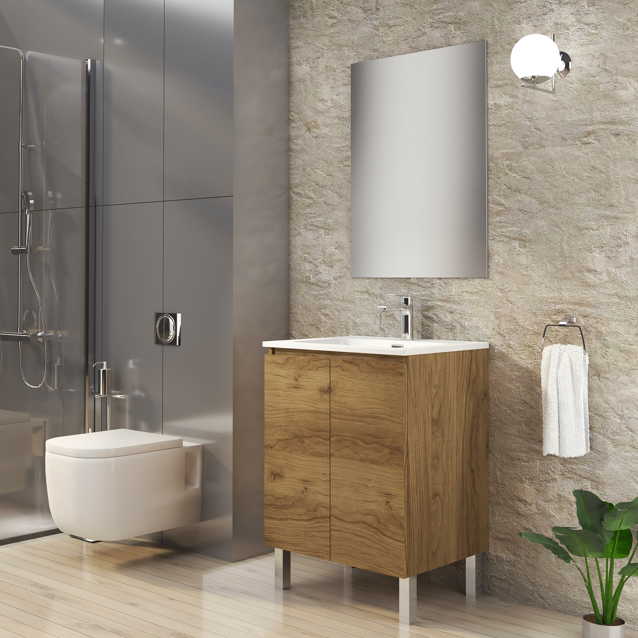 Conjunto de Baño Lust | 60 cm Teka | Dos Puertas | Lavabo Encastrado | No incluye Espejo | Mueble Montado | Alday
