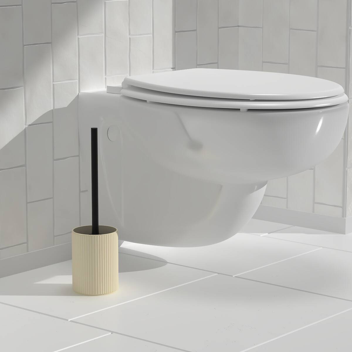 Brosse WC striée beige