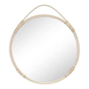 Specchio tondo da parete Malo in rattan naturale ø50 cm