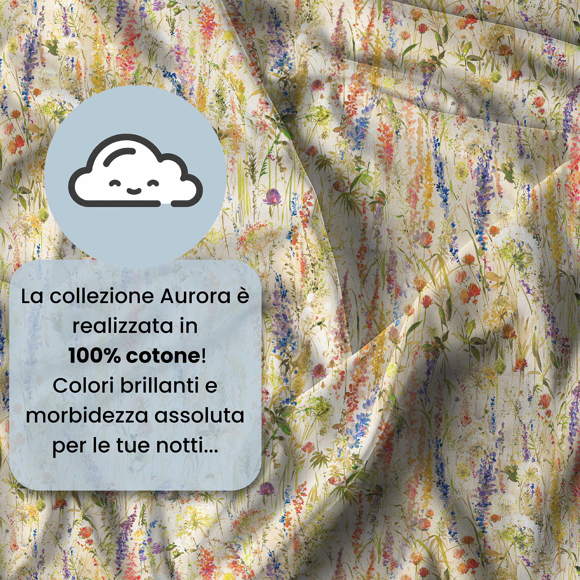 PARURE COPRIPIUMINO MATRIMONIALE AURORA STAMPA DIGITALE -100% cotone Made in Italy