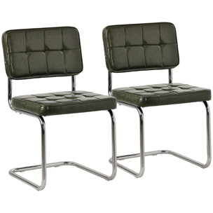 Lot de 2 chaises cantilever en simili vert kaki MARIA