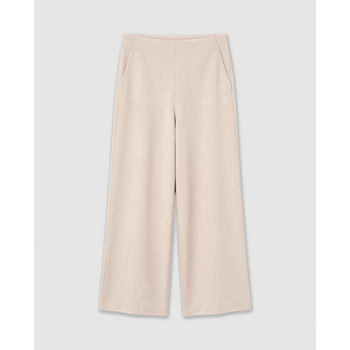 Pantalón largo angorina liso beige