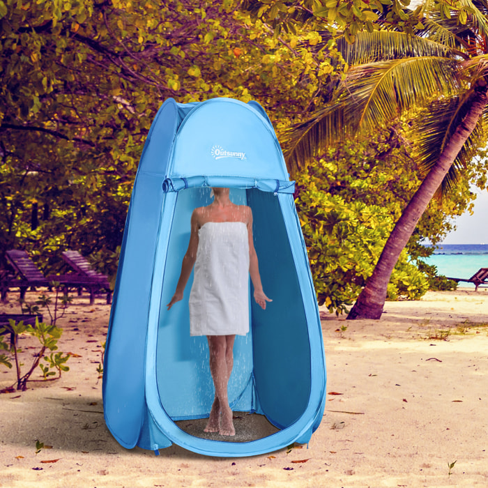 Tente de douche pliable pop-up automatique instantanée cabinet de changement camping polyester bleu