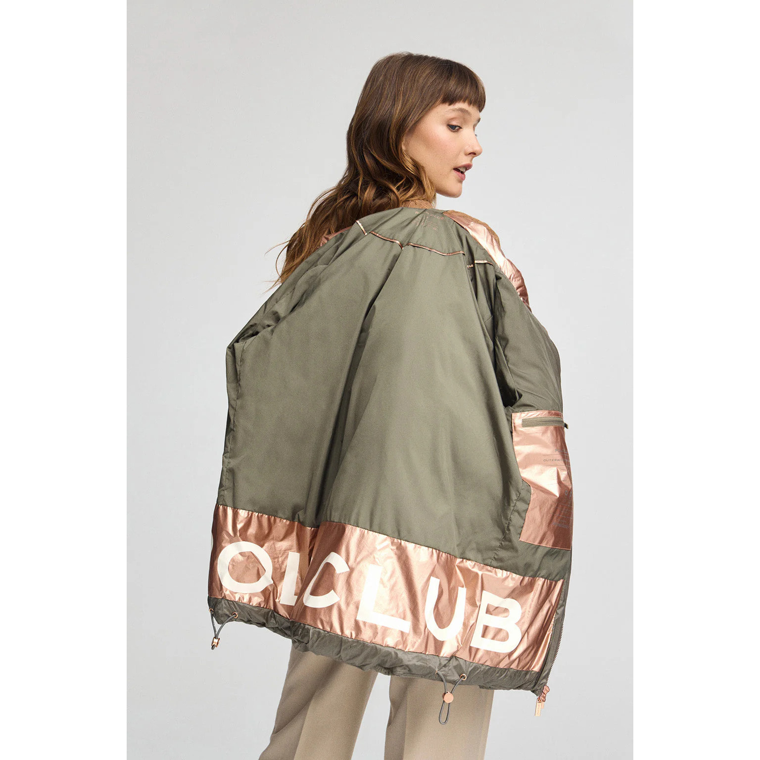 Chaqueta Ingrid verde militar con logo Polo Club