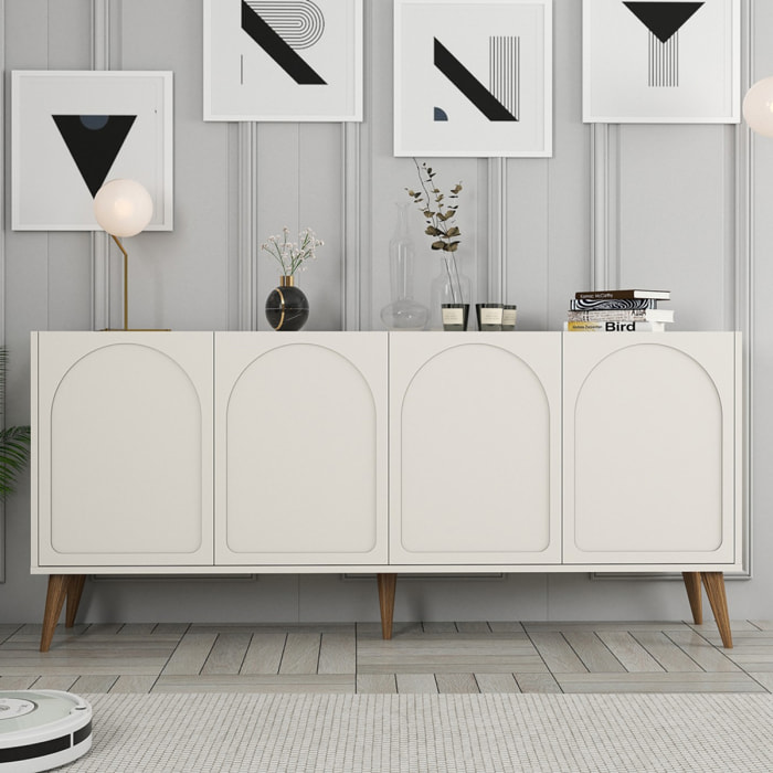 EFFY Buffet 4 portes design arrondi crème 180x81cm