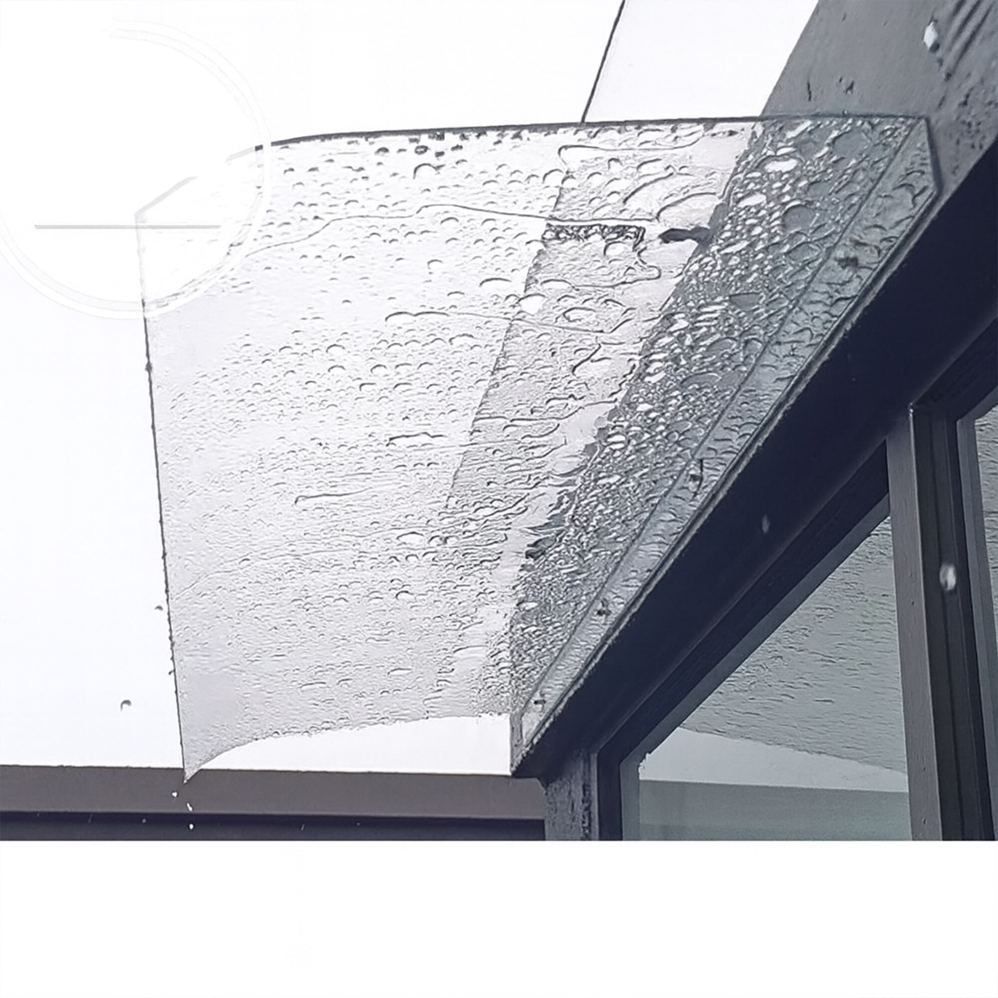 Ame - Set 3 Pensiline Tettoia da Esterno 153x35,5 cm in Policarbonato Trasparente