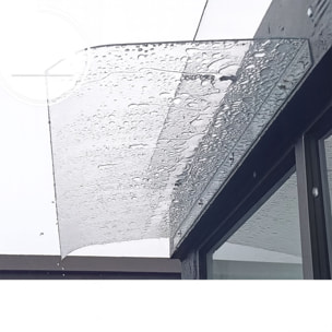 Ame - Set 3 Pensiline Tettoia da Esterno 153x35,5 cm in Policarbonato Trasparente