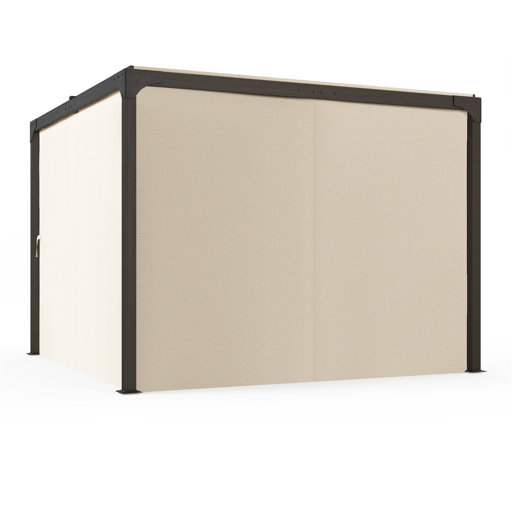 Pérgola de Aluminio 4,2x3 m Cenador de Jardín Gazebo con Techo Corredizo 4 Paredes Laterales y Orificios de Drenaje Pabellón para Patio Terraza Beige y Negro