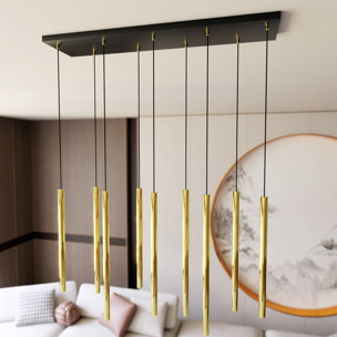 Lampada a sospensione Selter in acciaio nero e oro