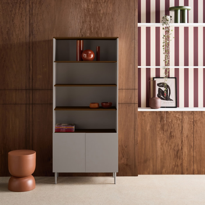 Etagère, bibliothèque décor bois piétement métal 6 niveaux ASHTON