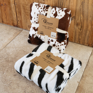 Plaid doux à motif peau de vache avec dos en velours - Marron Foncé