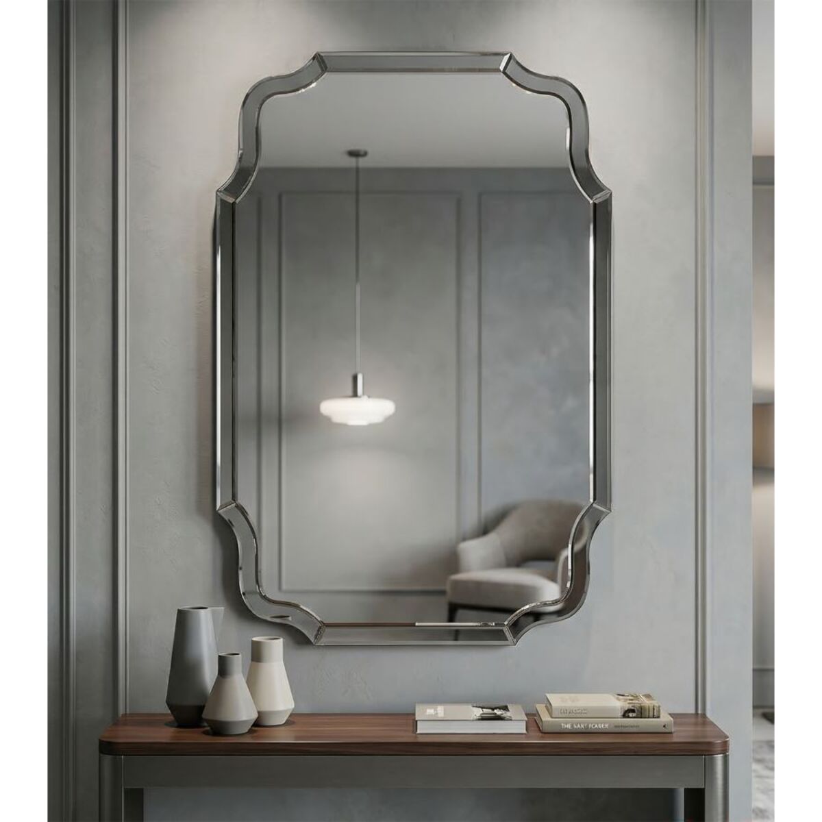 SPECCHIO DA MURO ISTANBUL GRIGIO CM 60X1X90 (MISURA SPECCHIO CM 54X84,5)