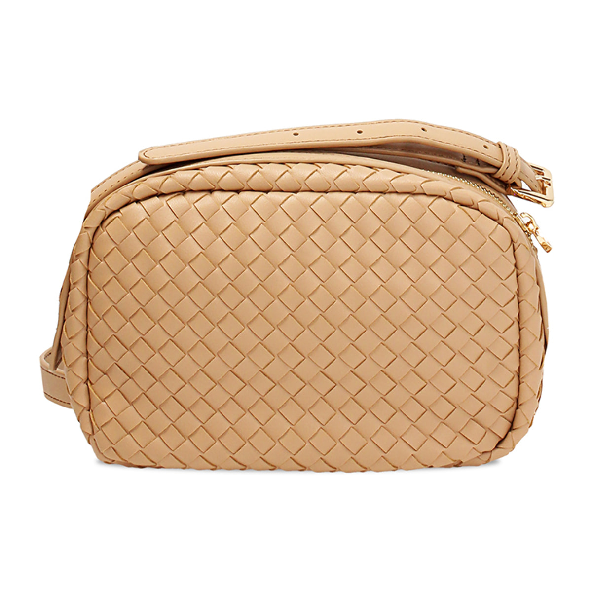 Mini bag donna beige intrecciata