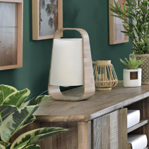 Lampe "Rex" - bambou et blanc H35 cm