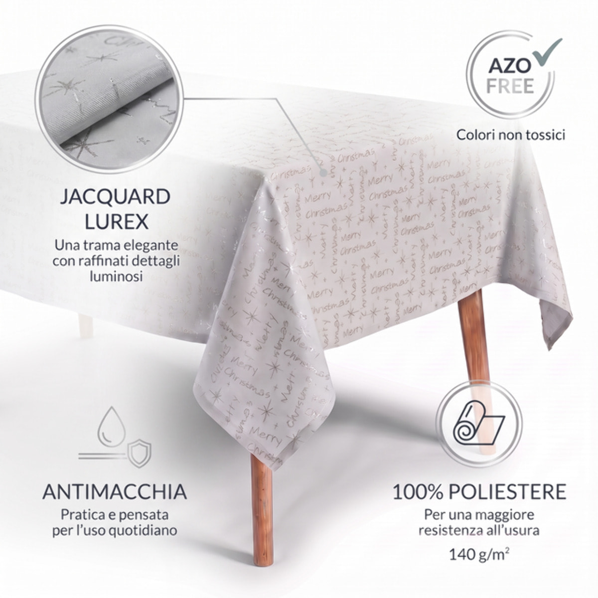 Tovaglia jacquard lurex in poliestere - ARGENTO