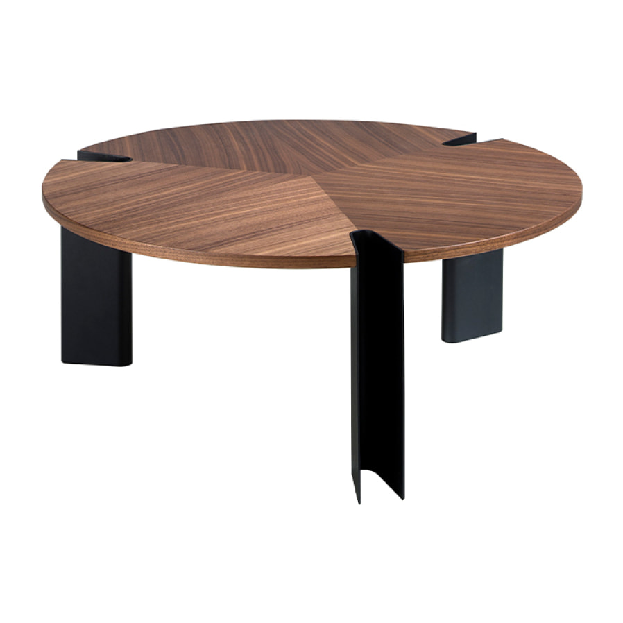 Mesa centro Angel Cerda madera chapada en nogal 90x90x36cm