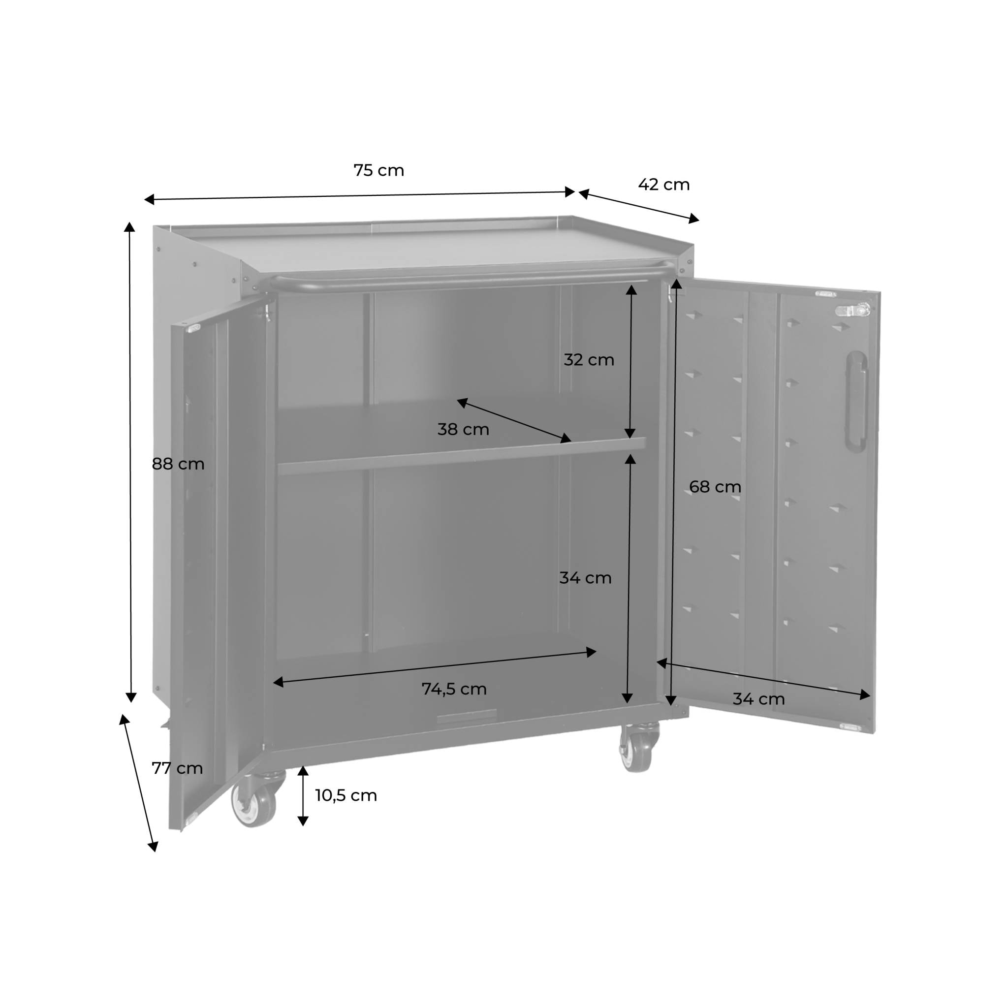 Meuble bas de rangement pour garage avec 2 portes