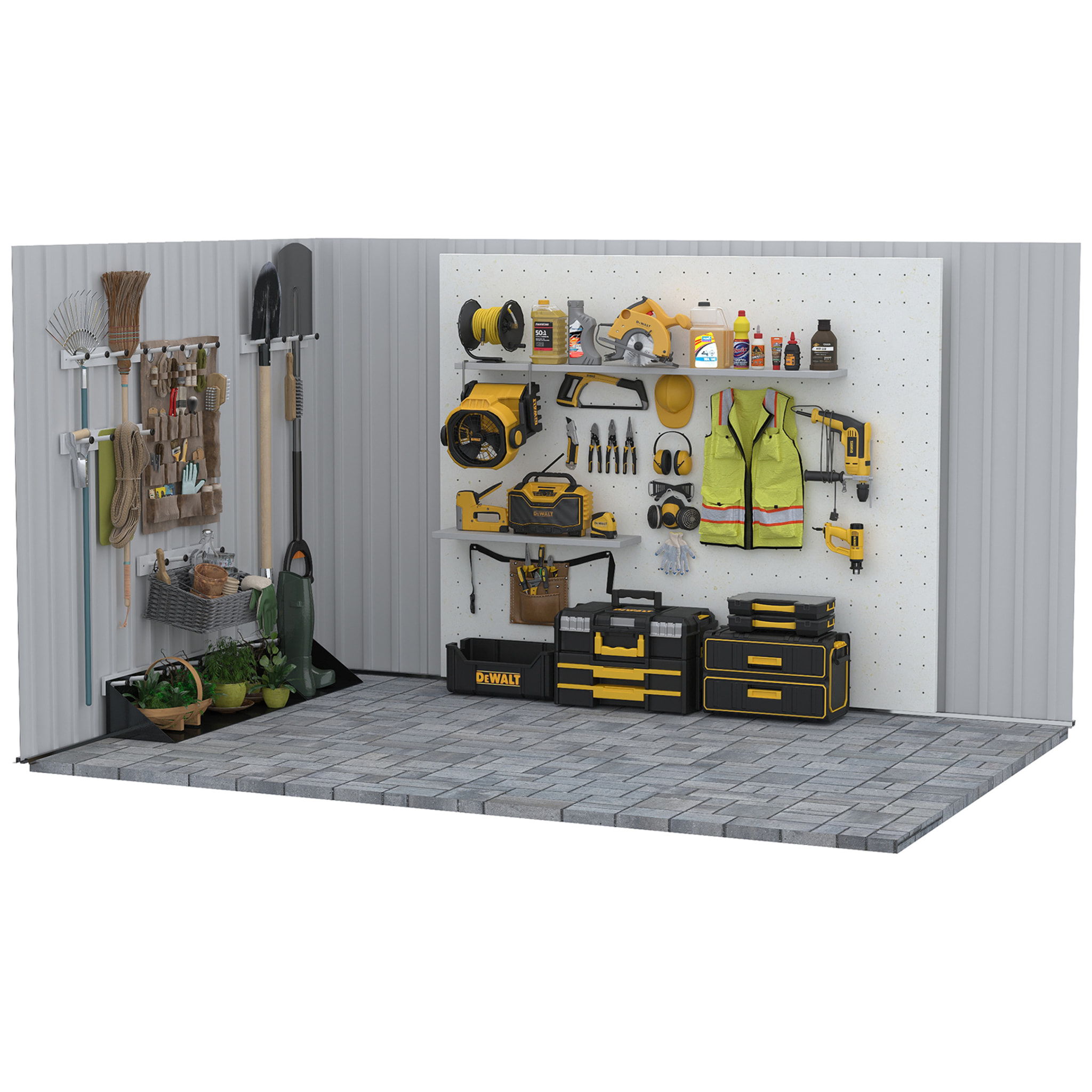 Abri de jardin - remise pour outils - cabanon porte verrouillable - dim. 194L x 110l x 184H cm - tôle d'acier gris