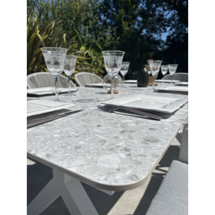 ABELLA - Ensemble repas de jardin 8 places - Blanc