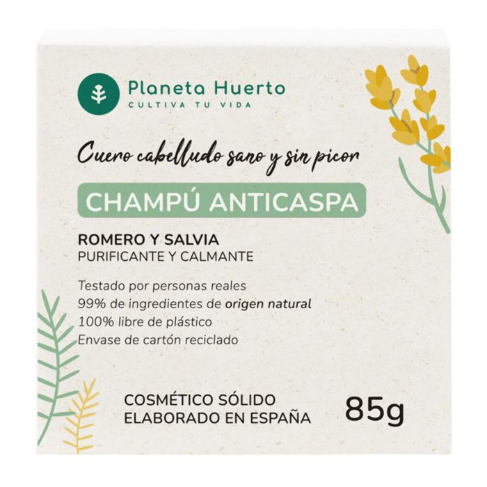 Champú sólido Anticaspa con Romero y Salvia Planeta Huerto 85 gr