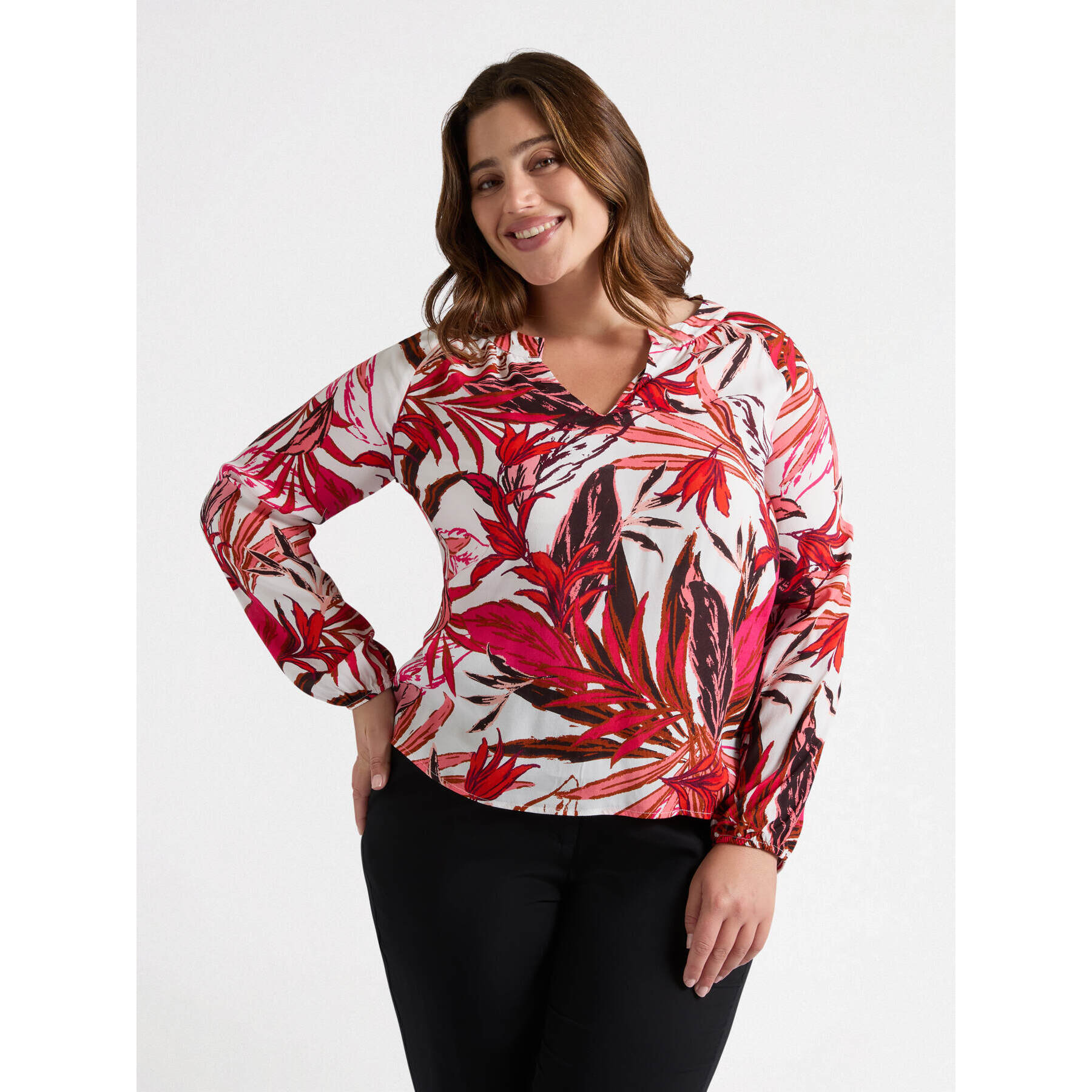 Fiorella Rubino - Blusa dalla stampa foliage - Rosso