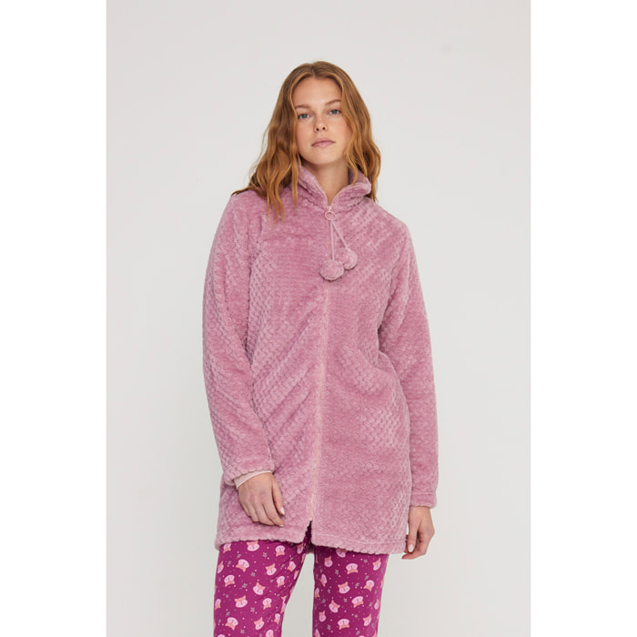 Vestaglia donna bubble in coral con zip Noidinotte