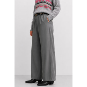Kocca - Pantaloni a gamba larga in viscosa con vita alta Donna