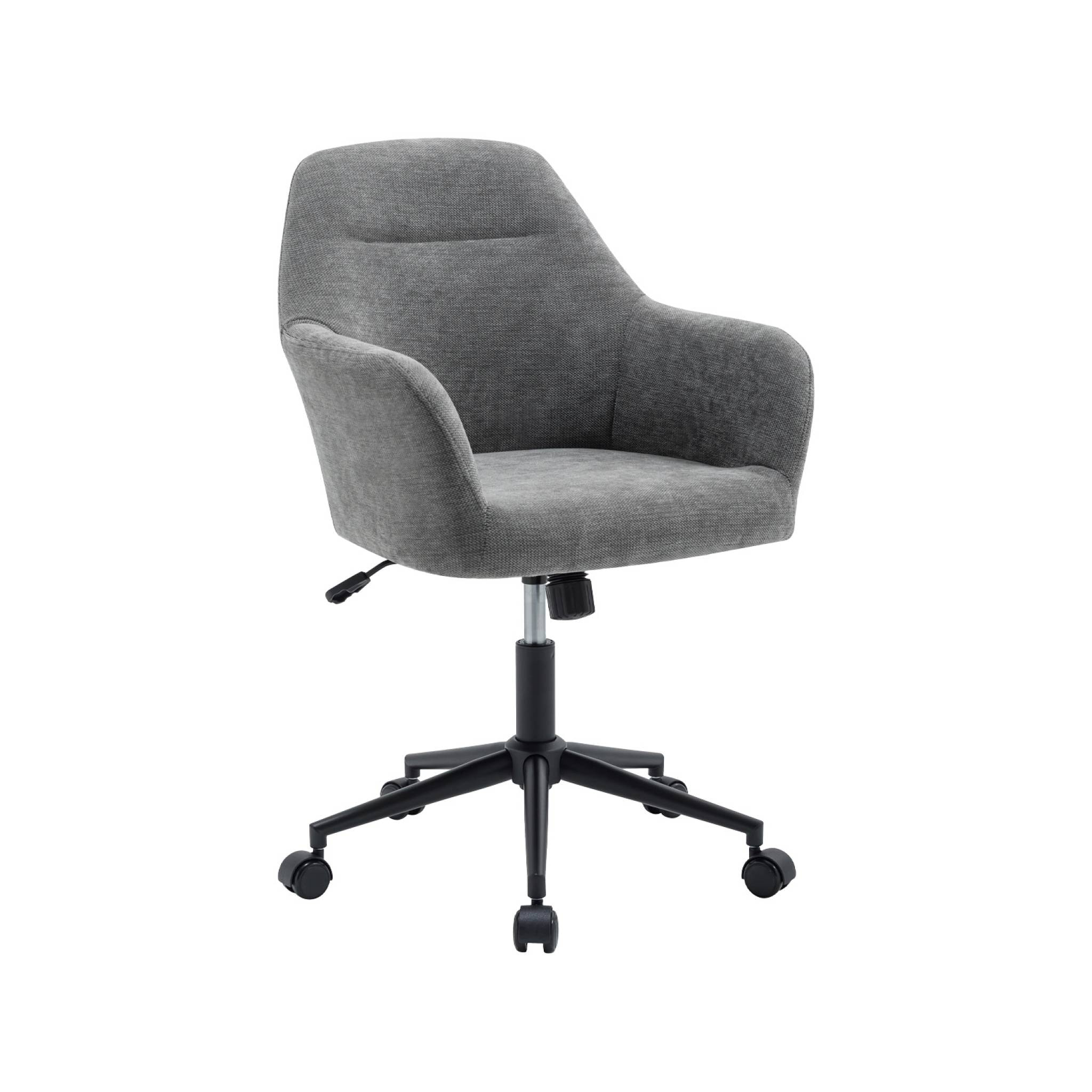 Chaise de bureau à roulettes ajustable métal et tissu gris - L 57 x P 57 x H 85/94.5cm - Stan