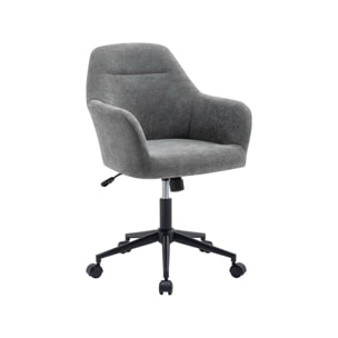 Chaise de bureau à roulettes ajustable métal et tissu gris - L 57 x P 57 x H 85/94.5cm - Stan