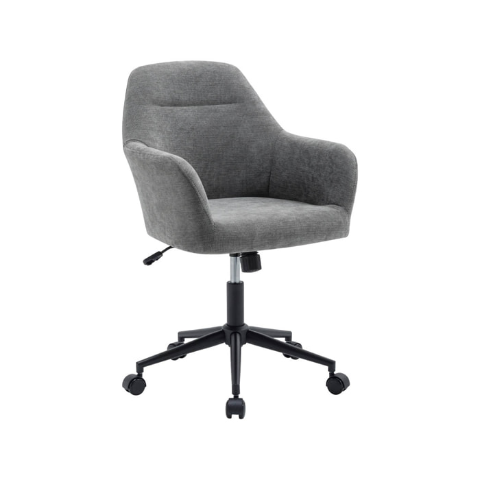 Chaise de bureau à roulettes ajustable métal et tissu gris - L 57 x P 57 x H 85/94.5cm - Stan