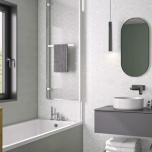 Pare bain relevable et pivotant 110x150cm KINEDO Columba 2 réversible à 2 volets avec porte serviette blanc