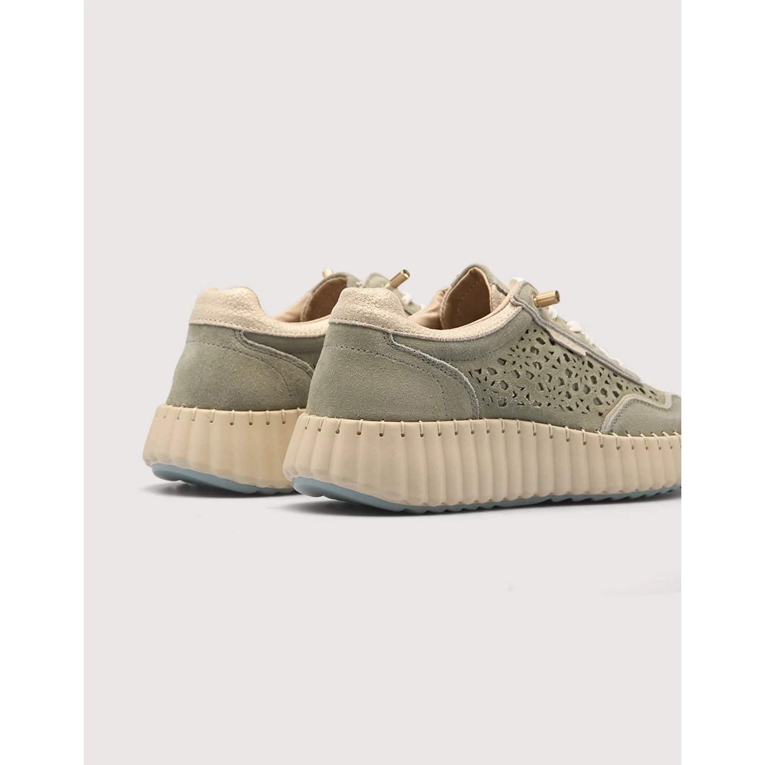 Sneaker Piel Troquelada Caqui - Sienna