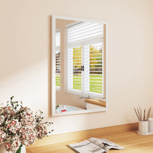 Miroir mural rectangulaire dim. 40L x 60H cm cadre bois blanc