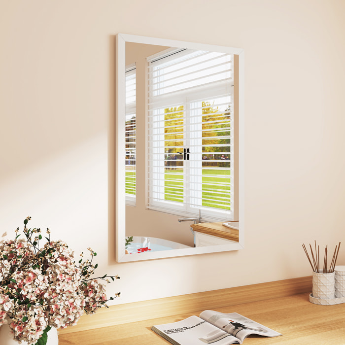 Miroir mural rectangulaire dim. 40L x 60H cm cadre bois blanc