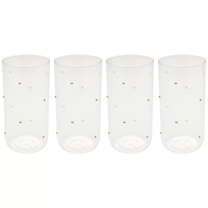 Verres hauts Glam Dots dorés set de 4 Kare Design