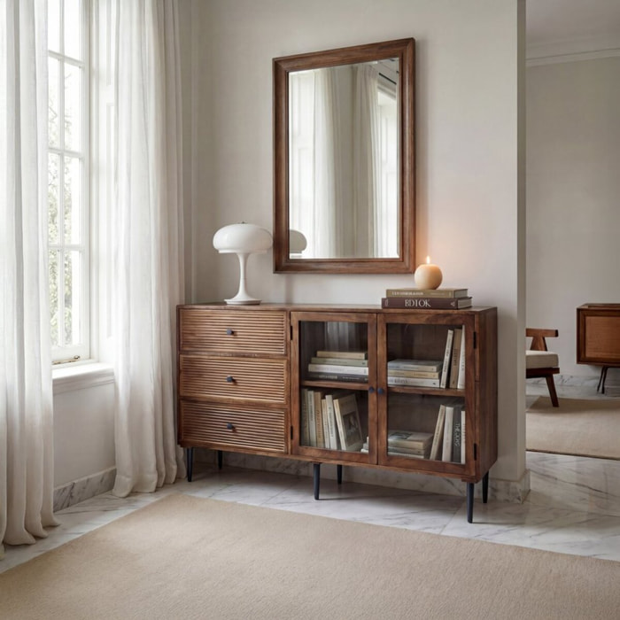 Buffet Boreal -bois massif de manguier-couleur noyer 150 x 85 x 40 cm
