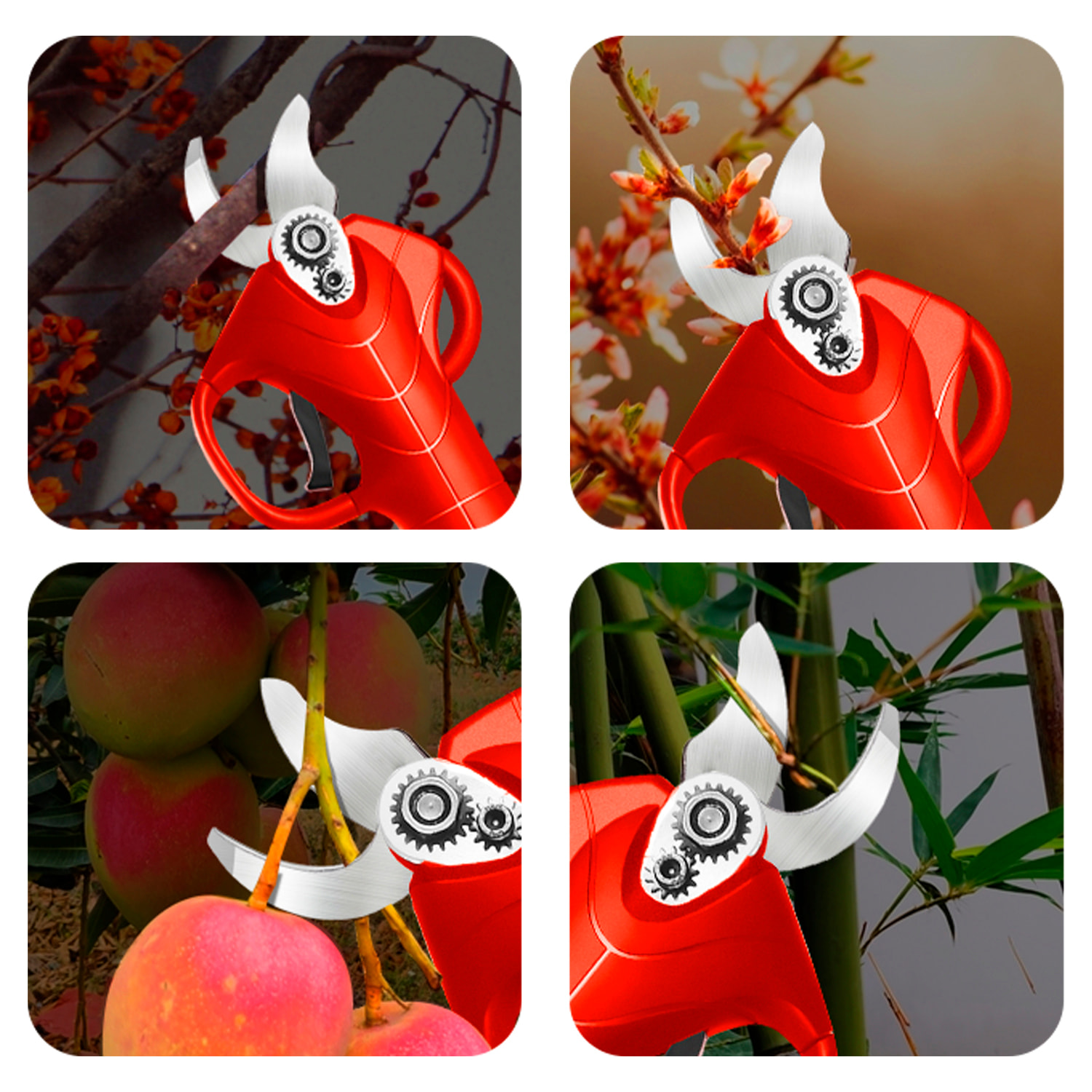 Forbici da potatura elettriche con manico lungo, taglio di 30 mm con 500 W e 10000 mAh.