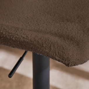 Lot de 2 tabourets de bar réglables - Noah - bouclette texturée taupe - hauteur réglable 60.5/81.5cm . repose-pieds