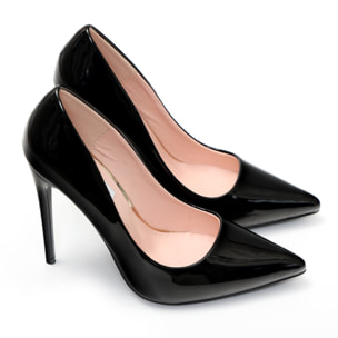 Dècolletè pumps in simil pelle verniciata con tacco a spillo