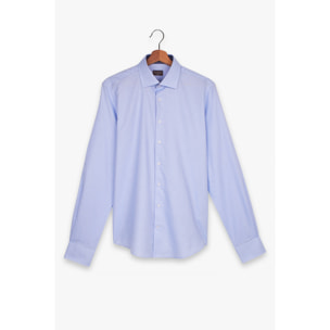 Camicia Uomo 1 Bottone Francese Slim Jacquard Fantasia Celeste/Celeste