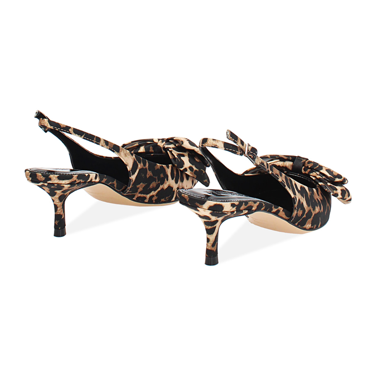 Décolleté slingback donna leopard con fiocco, tacco 5,5 cm