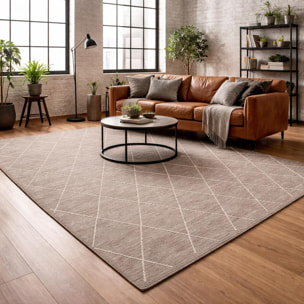 Tapis salon et chambre tissé en coton motif scandinave JABI